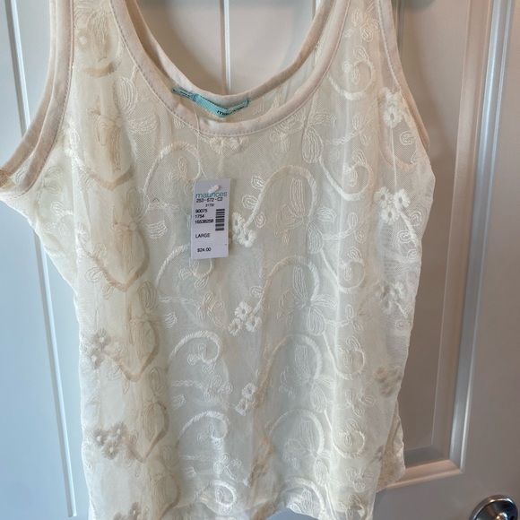 NWT Maurices Cream Floral Lace Tank Top - Picture 2 of 5